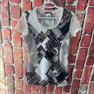 Bali Geometric multicolored Mesh womens Top - size Small